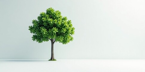 A single tree on a pristine white surface embodies its tranquility and calmness, isolation, forest