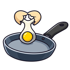 frying pan with eggs cartoon illustration