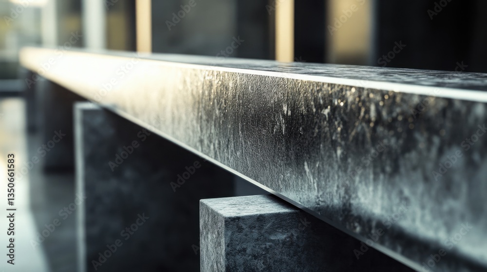 Aufkleber close-up view of 3d printer producing steel beam in modern setting