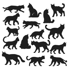 Fototapeta premium Lynx cat silhouettes Vector on white background