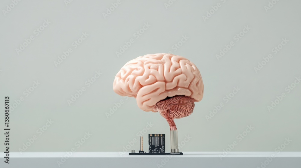 Poster Minimalist AI Chip Representation with Brain Concept Design