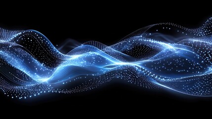 Fototapeta premium Abstract Blue Wave of Light Particles