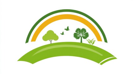 Obraz premium Vibrant Earth Day Landscape with Rainbow Arc