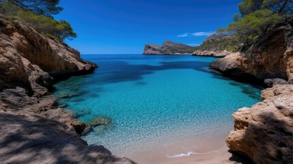 Fototapeta premium Coastal paradise, turquoise water, hidden cove
