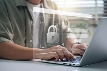 Online Data Security and User Authentication.Safe Login Interface with Password Protection, Cybersecurity Measures, and Encrypted Digital Identity to Enhance Privacy and Prevent Cyberattacks