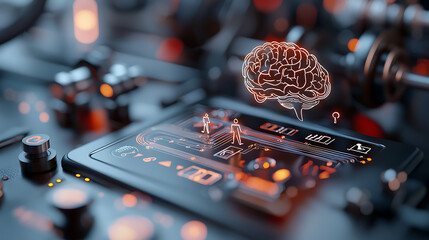 Visualizing fitness activities through a digital brain innovative technology futuristic environment conceptual art