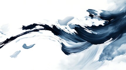 Obraz premium Abstract Blue Ink Wash Strokes.