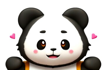 3d Cute panda bear with isolated white background