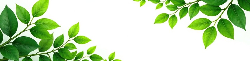 Foliage and branches isolated on white background, leafy greens, leaves