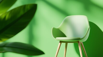 Fototapeta premium Modern Chair, Green Room, Sunlight