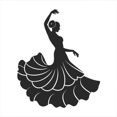Woman Dancing Flamenco silhouette vector illustration