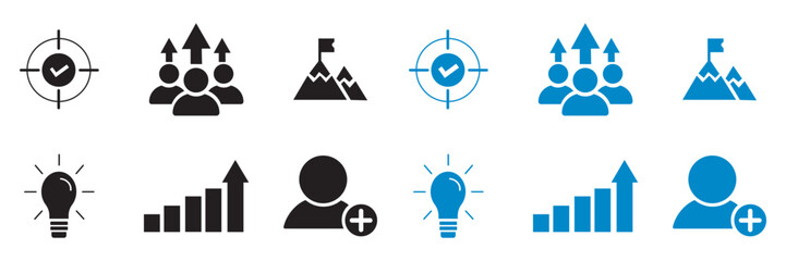 Success icon set, Business management icons, grow arrow, Vector illustration.