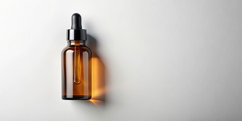 Bird-Eye View Panoramic Photography of Dropper Bottle on White Background for Product Promotion and Design Elements