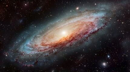 Obraz premium Majestic Spiral Galaxy in Deep Space Celestial Nebula Cosmic Background Stars