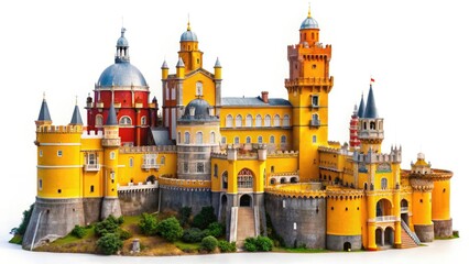 Pena Palace Sintra Portugal - High Resolution HDR Photography, Romantic Fairytale Castle, Lush Gardens, Majestic Architecture, Scenic Vista