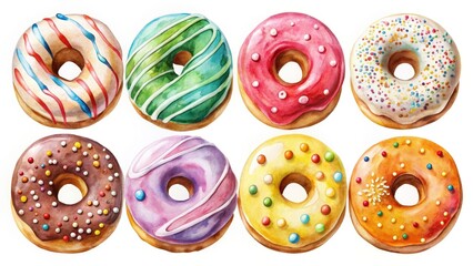 Colorful Donut Watercolor Portrait Photography: Sweet Treats, Sprinkles, Frosting