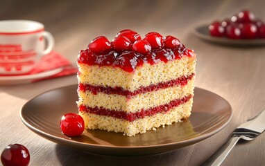 Delicious Poppy Seed Cake with Cranberry Glaze, Layered Dessert
