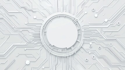 Obraz premium Abstract circuit board with central blank circle, futuristic technology background