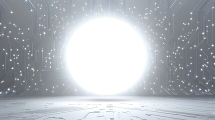 Obraz premium Abstract futuristic white sphere on circuit board. Possible use Technology background