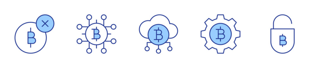 money, cloud, setting, lock, bitcoin. Bitcoin Icon vector illustration. Line Duotone style. Editable stroke