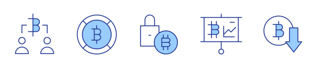 padlock, presentation, value, bitcoin. Bitcoin Icon vector illustration. Line Duotone style. Editable stroke