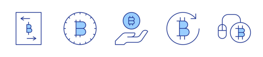 pay per click, bitcoin. Bitcoin Icon vector illustration. Line Duotone style. Editable stroke