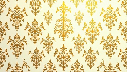 Intricate floral damask pattern in elegant gold and cream , decor, pattern