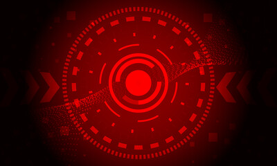 red arrow shape and lines circuit circles hud with dot lines electronic cyberspace futuristic abstract high technology background