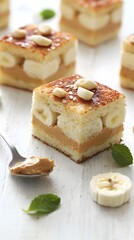 Delicious Peanut Butter Banana Cake Layers Sweet Dessert Treats