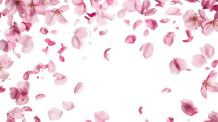 Pastel Cherry Blossoms with Falling Petals Isolated Background