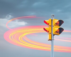 Traffic Light for City Motion Blur, Dusk Sky.