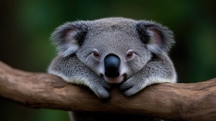Close-up of a koala resting on a branch