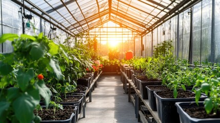 A solar-powered greenhouse growing sustainable crops for plant-based food production.
