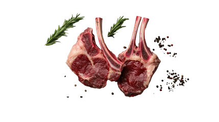 lamb chops on white background