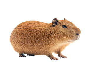 Fototapeta premium Capybara on White Background: Cute Rodent Stock Photo for Nature and Wildlife Themes