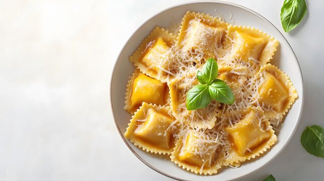 Delicious Ravioli Pasta Dish with Cheese and Basil