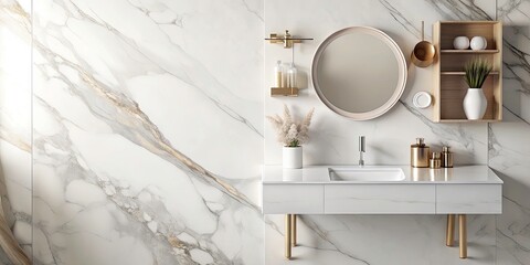 Aerial View Vanity Flat Lay Marble Surface Soft Feminine Beauty Photography