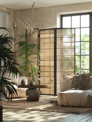 Sunlit Modern Room for Tranquil Interior Design.
