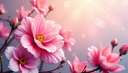 Abstract floral composition, soft hues, continuous print , style, floral, flower
