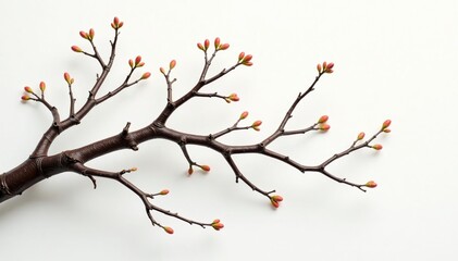 Branches of different types intertwined on white background, minimalist, entwined, soft focus