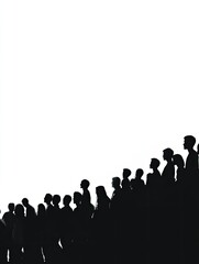 Naklejka premium Crowd Silhouette for Event, White Background.