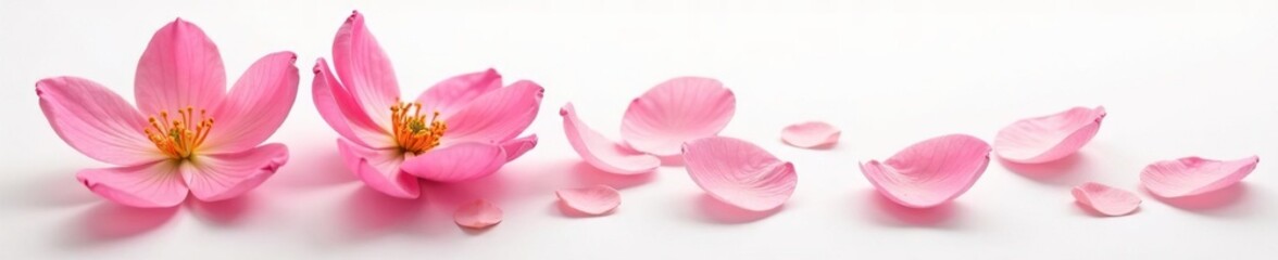 Obraz premium Delicate flower petals unfolding on white background, petals, flower, blossoms