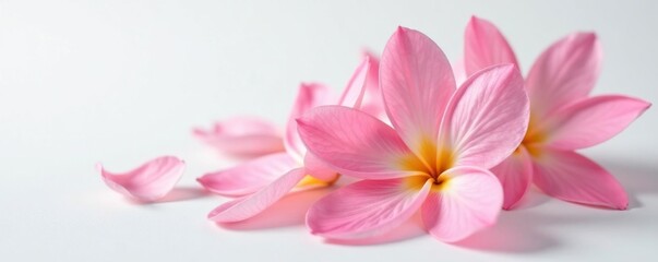 Naklejka premium Delicate flower petals unfolded on a pure white surface, bloom, simplicity