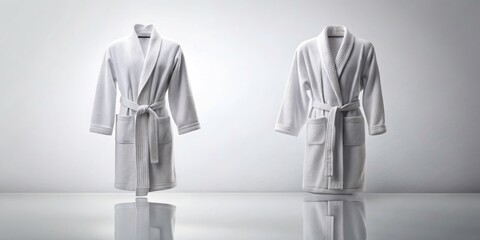 Bathrobe Flat Lay, Symmetrical Frame, Glass Reflection, Plain Background, Copy Space