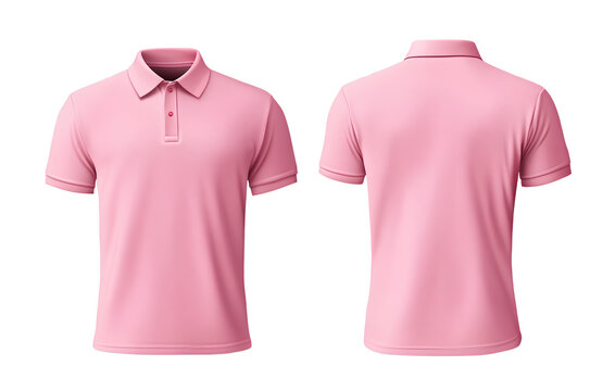  PREET Kamal Pink polo shirt template, front and back view on transparent background