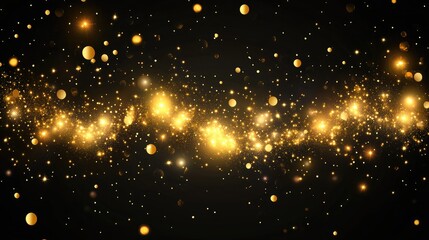 A mesmerizing display of golden sparkles against a dark background, creating an enchanting atmosphere