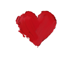 Red Painted Heart Shape on White Background: Symbol of Love, Passion, and Romance