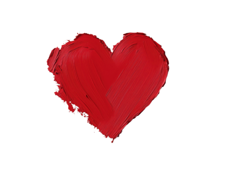 Red Painted Heart Shape on White Background: Symbol of Love, Passion, and Romance