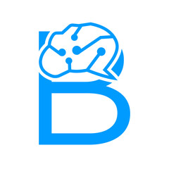 Letter B Brain Logo Design Vector Template