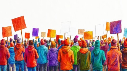 Hand-drawn Protest Illustrations on White Background